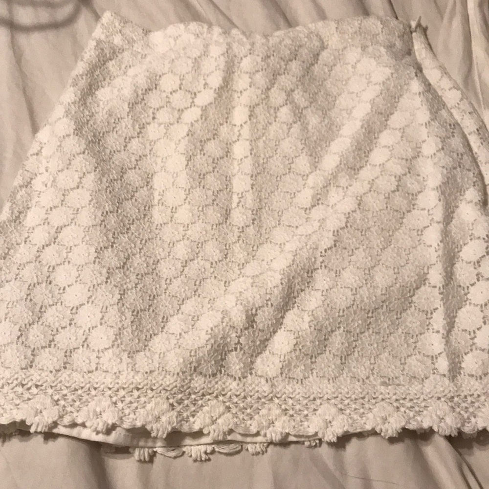 White Mini Crochet Skirt